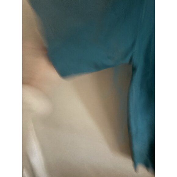 Vintage 100% Silk Turquoise Button Up Shirt Men’s Size Large Thin 90s - Picture 4 of 9